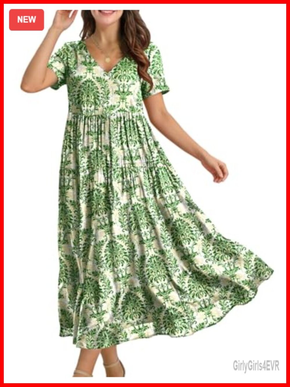 Women's Maxi Dress Floral V Neck Short Sleeve Swing Casual Summer Vacation